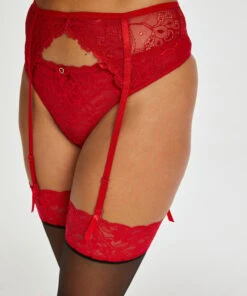 Bas Autofixant 15 Denier Fancy Lace Top - Rouge -Sous-vêtement Soldes 2024 167432 2