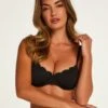 Haut De Maillot De Bain à Armatures Non Préformé Festonné - Noir