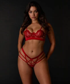 Slip Brésilien Ouvert Taille Haute Mitzy - Rouge