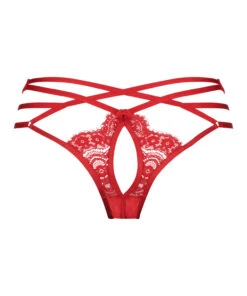 Slip Brésilien Ouvert Taille Haute Mitzy - Rouge -Sous-vêtement Soldes 2024 200223 6