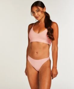 Slip Brésilien échancré Dianne - Rose