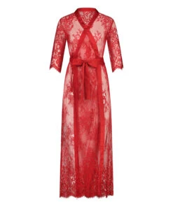 Long Kimono Allover Lace - Rouge -Sous-vêtement Soldes 2024 200422 5