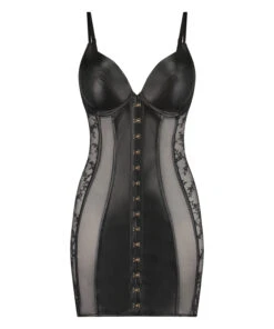 Nuisette En Faux Cuir - Noir -Sous-vêtement Soldes 2024 200425 5