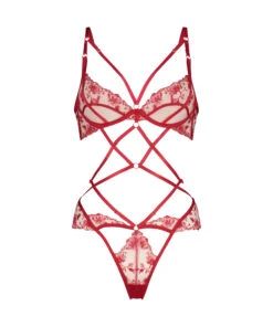 Body à Entrejambe Ouvert Indulgence - Rouge -Sous-vêtement Soldes 2024 200785 5