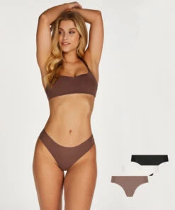 Lot De 3 Slips Brésiliens Invisible - Marron