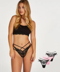 Lot De 3 Tanga Taille Haute Amala - Rose