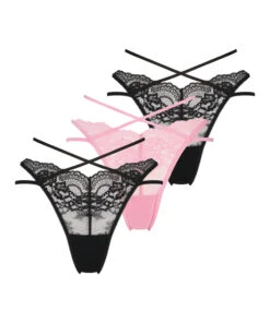 Lot De 3 Tanga Taille Haute Amala - Rose -Sous-vêtement Soldes 2024 200826 5
