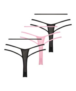 Lot De 3 Tanga Taille Haute Amala - Rose -Sous-vêtement Soldes 2024 200826 6
