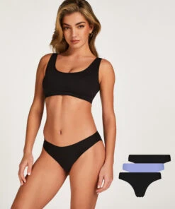 Lot De 3 Slips Brésiliens Résille - Noir