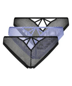 Lot De 3 Slips Brésiliens Résille - Noir 9 Lot De 3 Slips Brésiliens Résille - Noir -Sous-vêtement Soldes 2024 200827 6