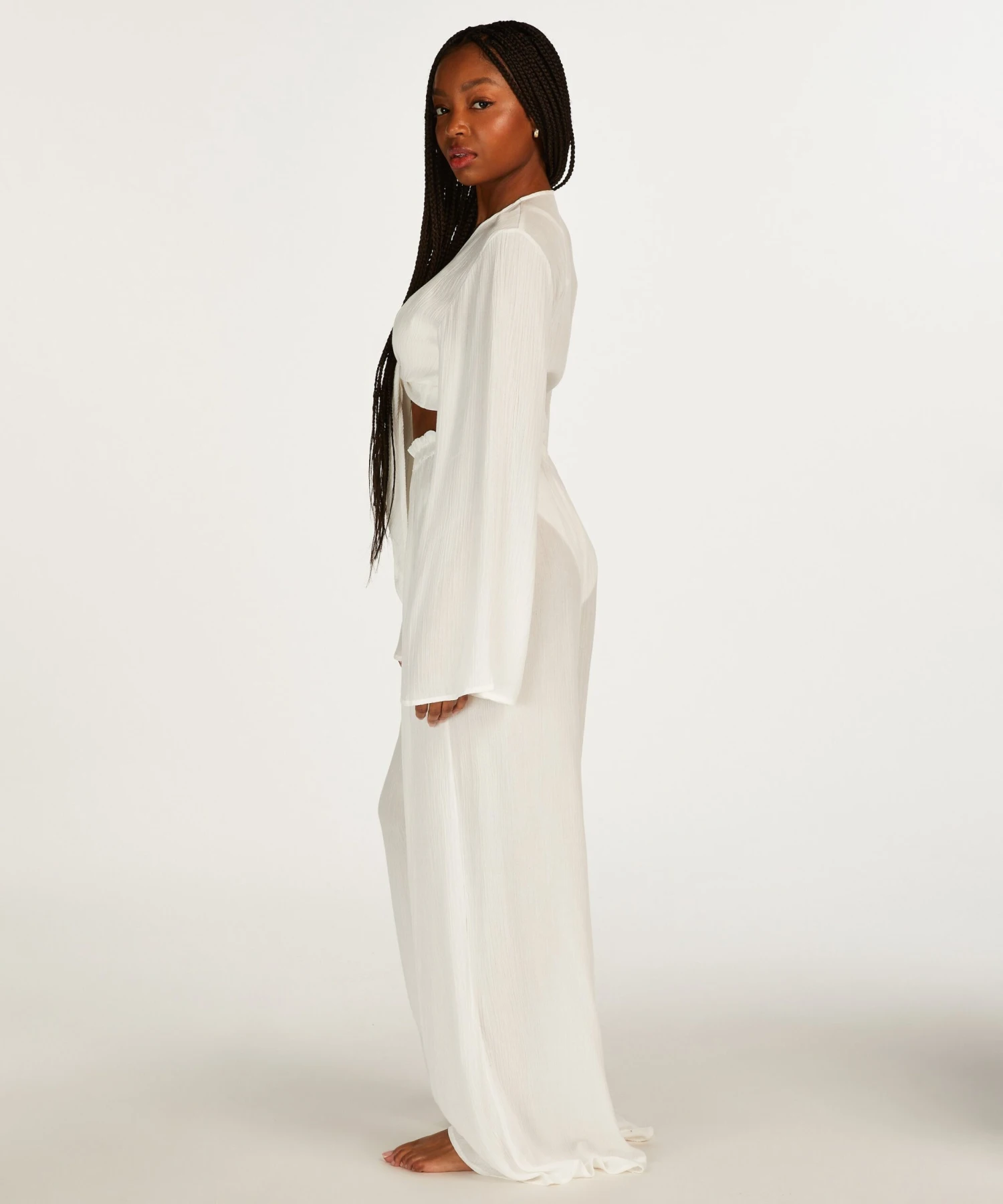 Top Haut à Manches Longues Knot - Blanc 4 Top Haut à Manches Longues Knot - Blanc – Image 4