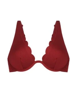 Haut De Bikini à Armatures Non Rembourré Scallop - Rouge -Sous-vêtement Soldes 2024 200921 5