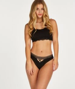 Slip Brésilien échancré Mina - Noir