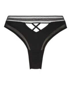 Slip Brésilien échancré Mina - Noir -Sous-vêtement Soldes 2024 201425 5