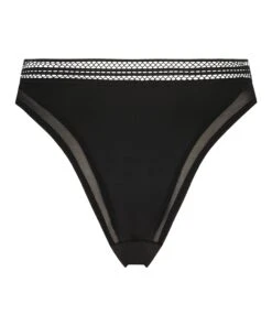 Slip Brésilien échancré Mina - Noir -Sous-vêtement Soldes 2024 201425 6