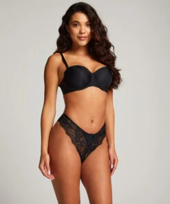 Slip Brésilien Jambes Hautes Dora - Noir