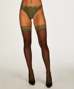 Bas Autofixants 15 Deniers Dentelle - Vert -Sous-vêtement Soldes 2024 201553 3