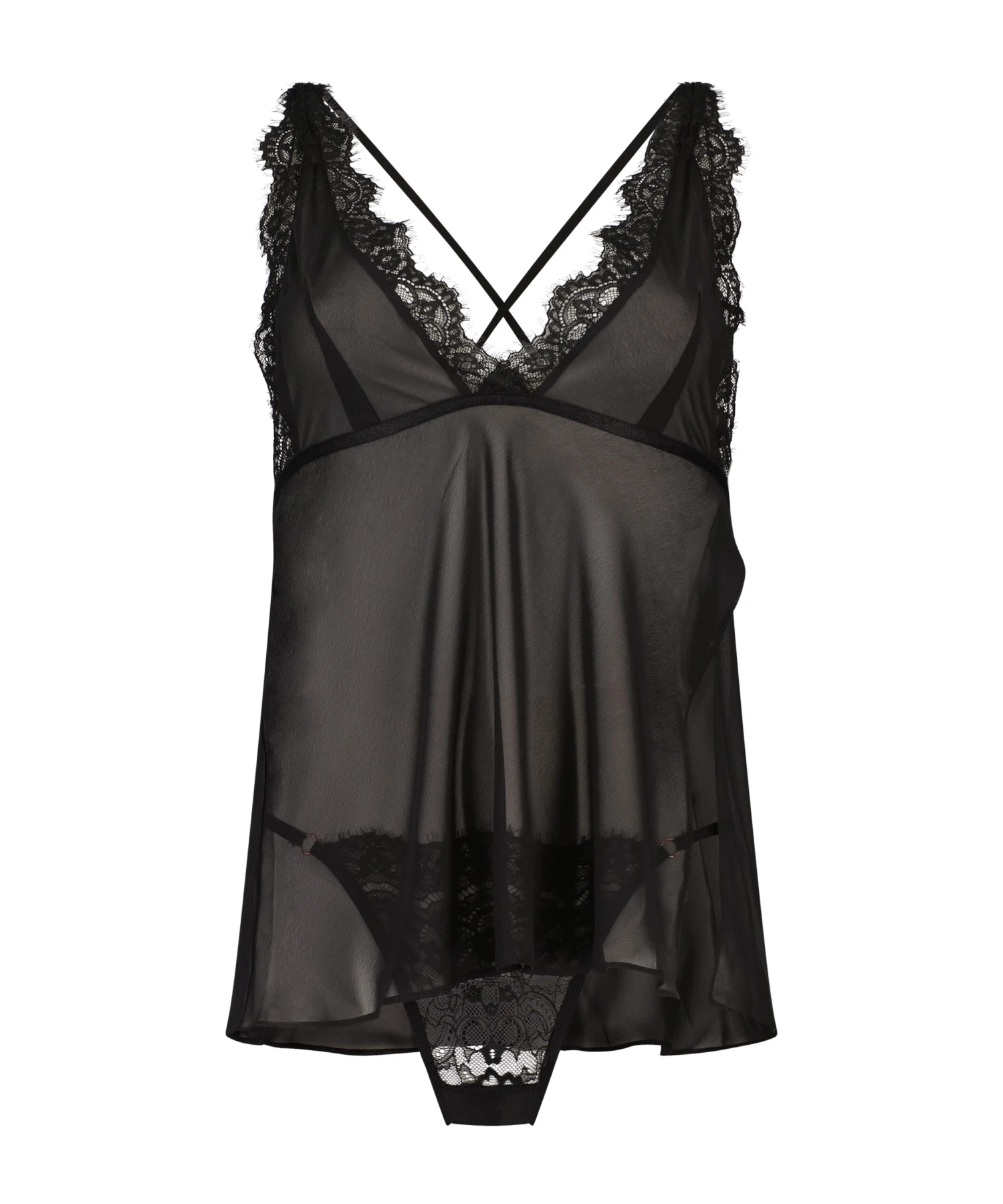 Babydoll Chiffon Lace - Noir 4 Babydoll Chiffon Lace - Noir – Image 4