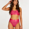 Slip Brésilien Taille Haute Glossy - Rose