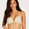 Crochet Bikini Push-up Lurex Top - Blanc