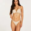 Slip De Bikini Tanga Brésilien Crochet Lurex - Blanc