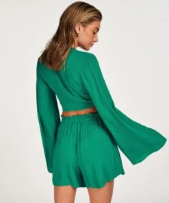 Top Haut à Manches Longues Knot - Vert -Sous-vêtement Soldes 2024 203354 4