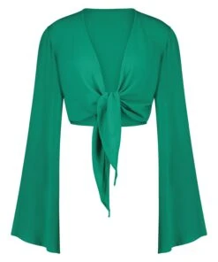 Top Haut à Manches Longues Knot - Vert -Sous-vêtement Soldes 2024 203354 5