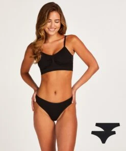 Lot De 2 String Kim Cotton - Noir